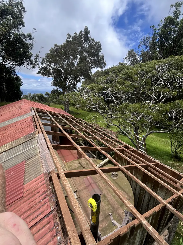 Down to the battens with the old sheets cleared